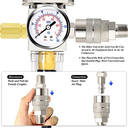 1/2" NPT White Air Filter Pressure Regulator Combo Piggyback, Air Tool Compressor Filter - Gauge AW4000-04 - fast shipping 🇺🇸