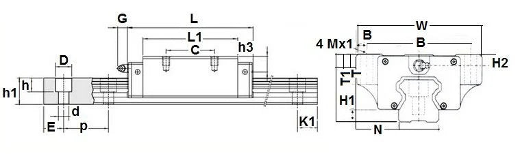 15mm 30 Rail Guideway System Flanged Square Slide Linear Motion - fast shipping 🇺🇸