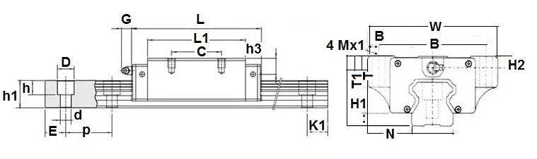 15mm 60 Long square rail - one block - fast shipping 🇺🇸
