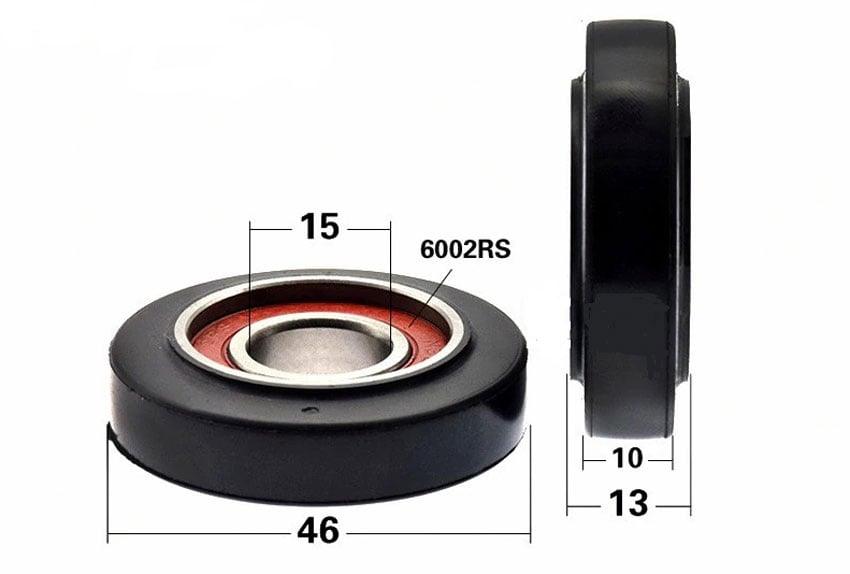 15x46x13mm Polyurethane Wheel Roller Bearing 10mm Black Tire - fast shipping 🇺🇸