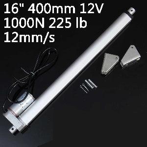 16 Inch Stroke 1000N 225 lbs DC 12 Volt Linear Actuator - mounting brackets - fast shipping πΊπΈ