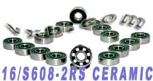 16 inline/Rollerblade Chrome Steel Sealed 8mm Bore Bearing - fast shipping πΊπΈ