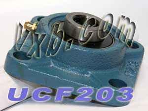 17mm Bearing UCF-203 + Square Flanged Cast Housing Mounted Bearing - fast shipping 🇺🇸