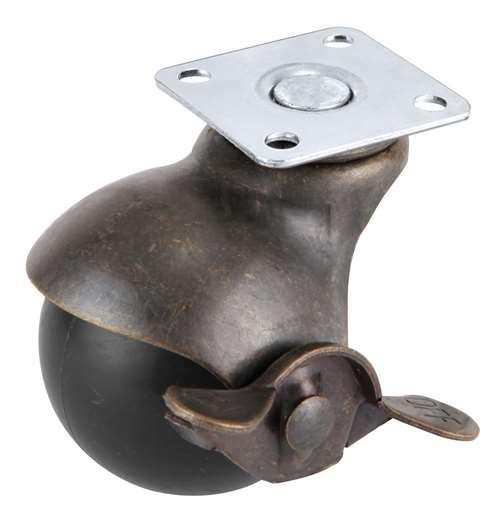 2" Caster Wheel 77 Lbs - Center Brake Polypropylene Top Plate Vintage - fast shipping 🇺🇸