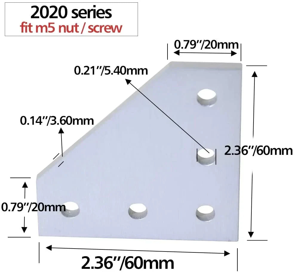 2020 Aluminum Corner Connector 90 Degree T-shape, 60 x 60 x 4mm, L type, V groove, extrusion Profile - fast shipping 🇺🇸