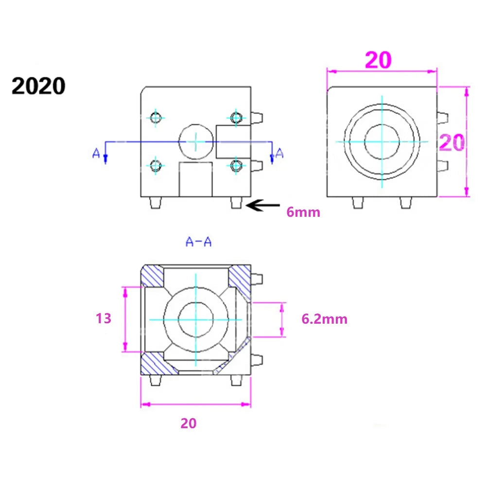 2020 Aluminum Extrusion Profile Solid Cube Corner Connector - fast shipping 🇺🇸