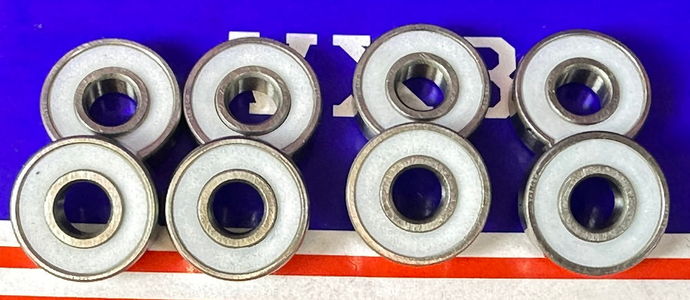 8-Pack 608-2TS Skateboard Hybrid Ceramic Bearings PTFE Sealed - fast shipping 🇺🇸
