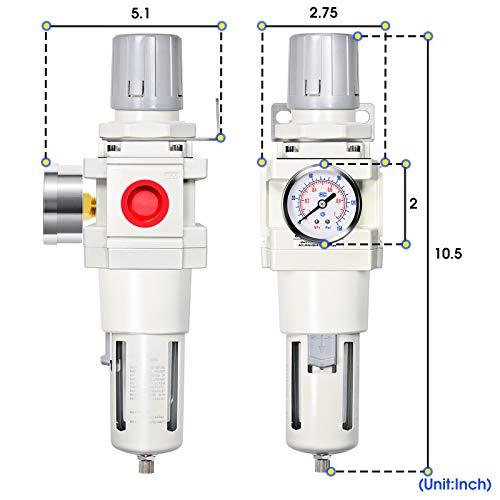 3/4 Inch NPT Manual Drainage Air Filter Pressure Regulator Combo Piggyback, Air Tool Compressor Filter - Gauge AW4000-06 - fast shipping 🇺🇸