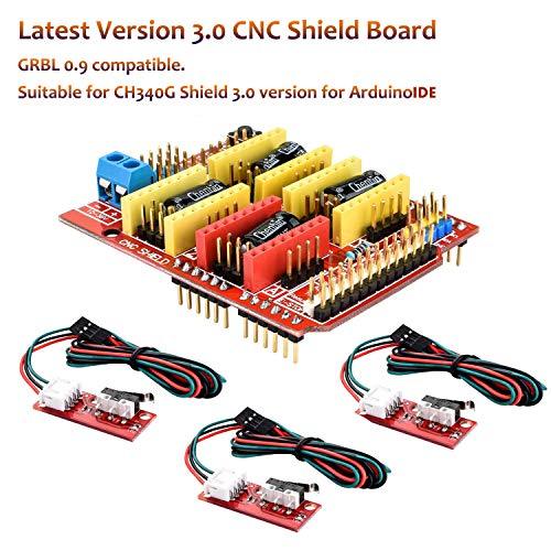 3D Printer CNC Controller Ardiuno CNC kit - for Arduino IDE, GRBL CNC Shield Board+RAMPS 1.4 Mechanical Switch Endstop DRV8825 A4988 Stepper Motor Driver Nema17 Stepper Motor LKB02,Black - fast shipping 🇺🇸