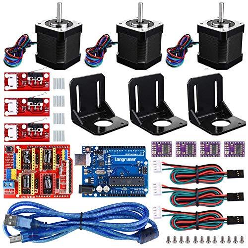 3D Printer CNC Controller Ardiuno CNC kit - for Arduino IDE, GRBL CNC Shield Board+RAMPS 1.4 Mechanical Switch Endstop DRV8825 A4988 Stepper Motor Driver Nema17 Stepper Motor LKB02,Black - fast shipping 🇺🇸