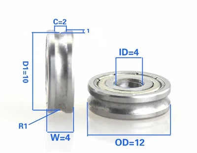 4mm Bore Bearing - 12mm Pulley U-Groove Track Roller Bearing 4x12x4mm - fast shipping 🇺🇸