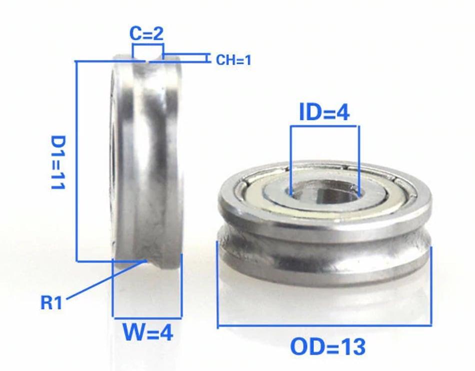 4mm Bore Bearing - 13mm Pulley U-Groove Track Roller Bearing 4x13x4mm - fast shipping 🇺🇸