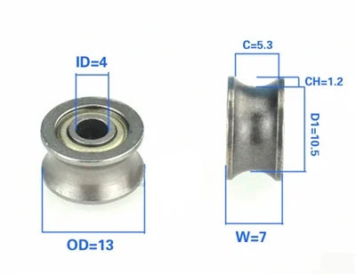 4mm Bore Bearing - 13mm Pulley U-Groove Track Roller Bearing 4x13x7mm - fast shipping 🇺🇸