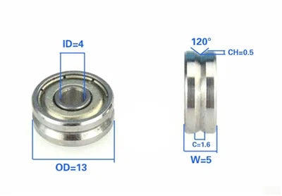 4mm Bore Bearing - 13mm Pulley V Groove Track Roller Bearing 4x13x5mm - fast shipping 🇺🇸