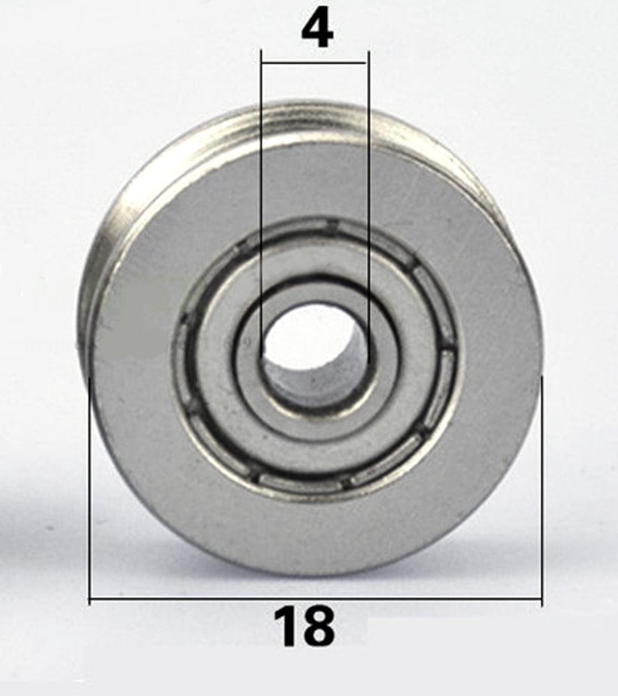 4mm Bore - 18mm Pulley U-Groove Track Roller Bearing 4x18x7mm - fast shipping 🇺🇸
