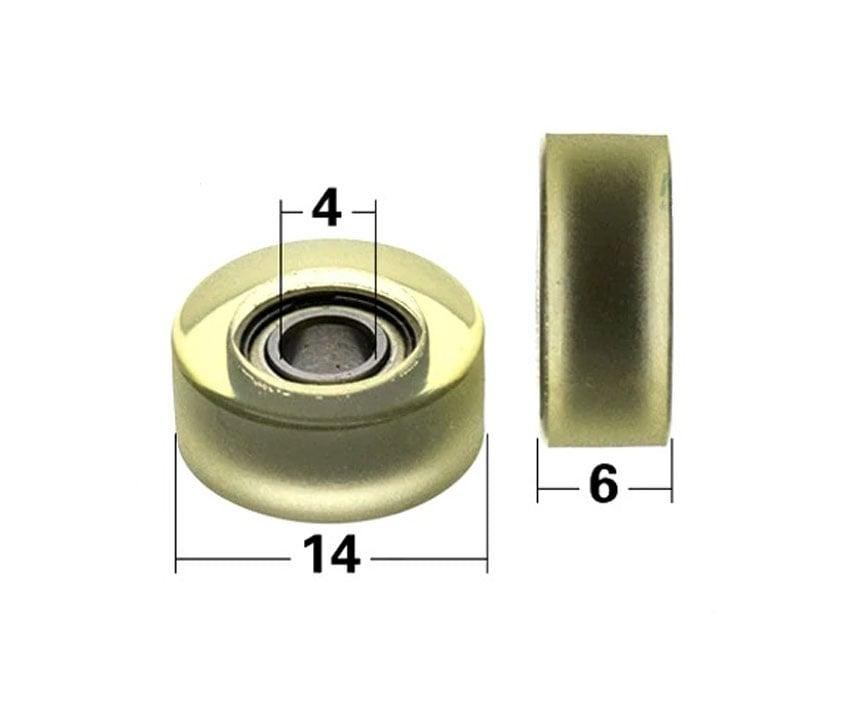 4x14x6mm Polyurethane Miniature Pulley Wheel Roller Bearing With 14mm Tire - fast shipping 🇺🇸