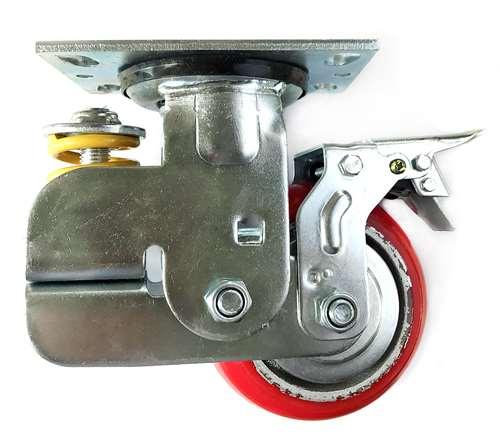 5" spring loaded Caster Wheel - Brake PU - Cast iron core Top Plate - fast shipping 🇺🇸