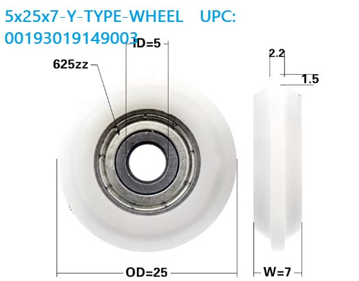 5mm Bore 2020 Aluminum Extrusion Profile 25mm POM Plastic Y Type Track Sliding Wheel Bearing 5x25x7mm - fast shipping 🇺🇸