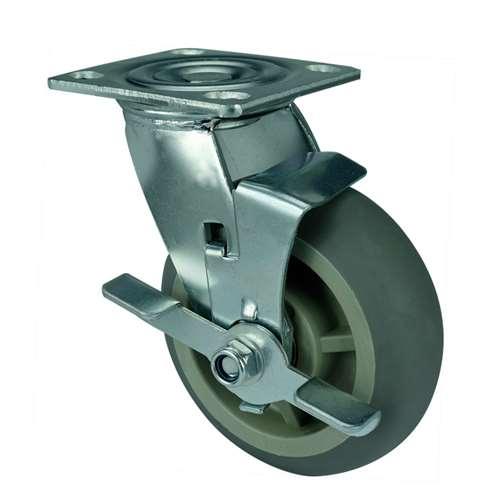 6" Heavy Duty Caster Wheel - Center Brake Polypropylene core - TPR - Top Plate - fast shipping 🇺🇸