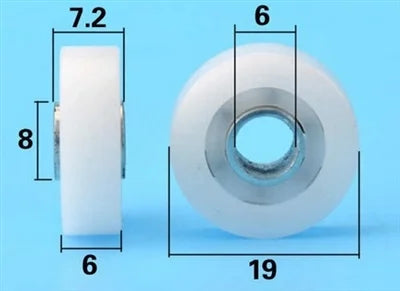 6mm Bore Bearing - 19mm White Plastic Square Tire 6x19x6mm - fast shipping 🇺🇸