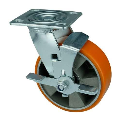 8" Heavy Duty Caster Wheel 992 Lbs Side Brake Aluminum - PU Top Plate - fast shipping 🇺🇸