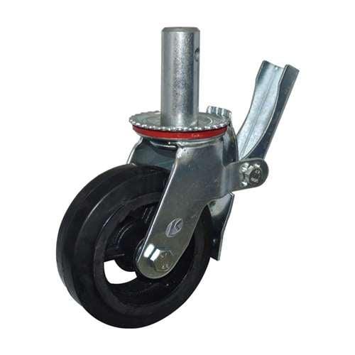 8" Scaffold Caster Wheel 551 Lbs - Brake Iron rim - rubber - fast shipping 🇺🇸