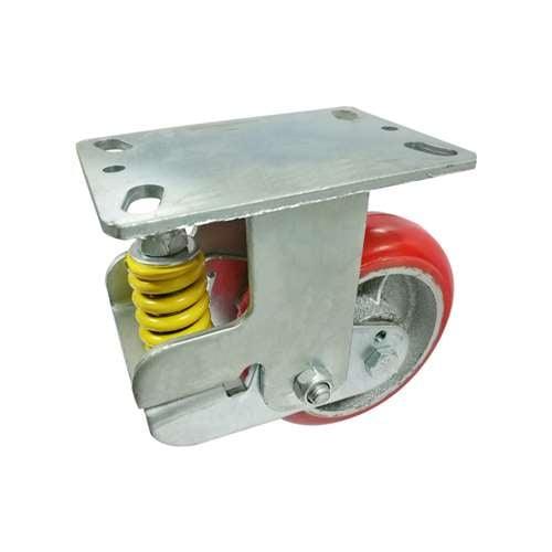 8" spring loaded Caster Wheel 772 Lbs Fixed PU - Cast iron core Top Plate - fast shipping 🇺🇸