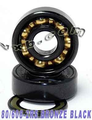 80-Pack 608B-2RS Skateboard/Inline Skate/Rollerblade/Hockey/Fidget Spinner Black Bearings Bronze Cage - fast shipping 🇺🇸