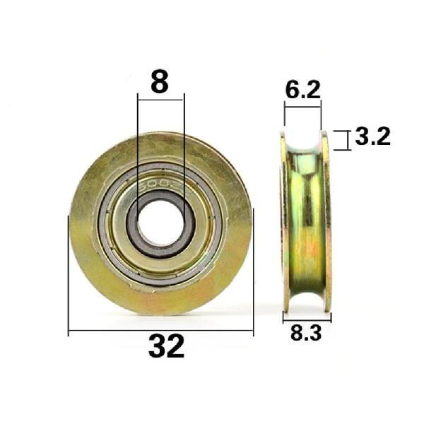 8mm Bore Bearing - 32mm Steel Wire Rope Cable Track Pulley 8x32x8.3mm - fast shipping 🇺🇸