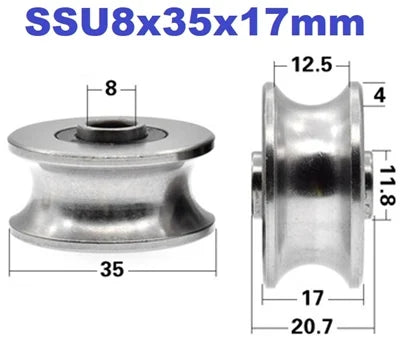 8mm Bore Bearing - 35mm 440C Stainless Steel Pulley U-Groove Track Roller Bearing 8x35x17mm - fast shipping 🇺🇸