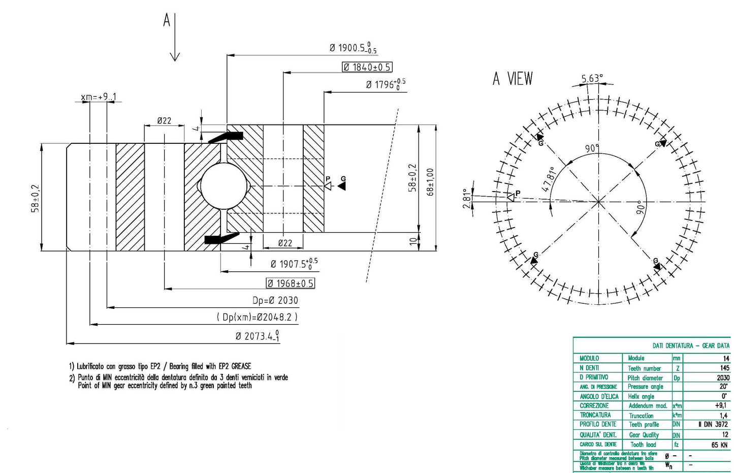 OEM External Gear Slewing Bearing – 2030mm Pitch Diameter 145 Teeth For Heavy-Duty - fast shipping 🇺🇸