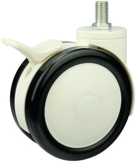 3" Medical Caster Wheel w/ Brake M12 Threaded Stem - PU/ABS - fast shipping 🇺🇸
