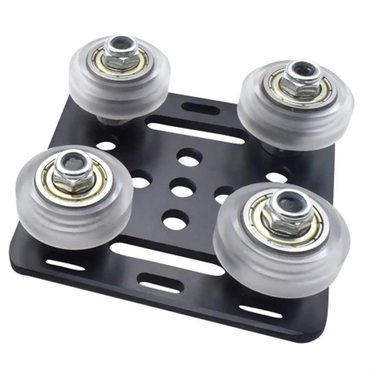 Black 2020 Aluminum Extrusion V-Slot Gantry Plate Set w White Wheels - fast shipping 🇺🇸
