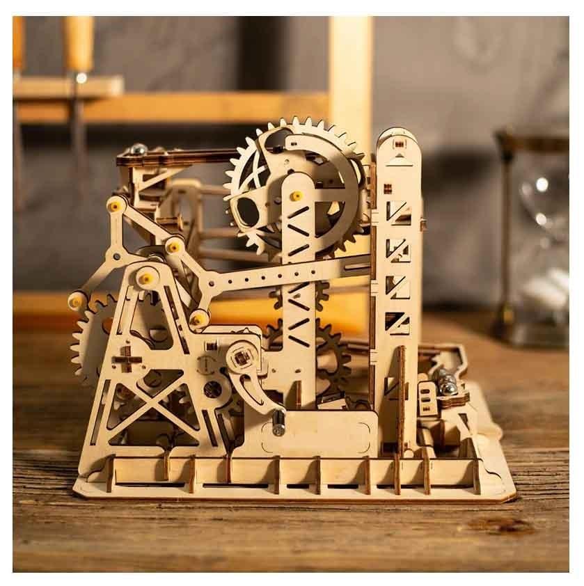 DIY 3D Puzzle Wood Wheel Lift Coaster Manually Operated Toy Kit 42Q - fast shipping 🇺🇸