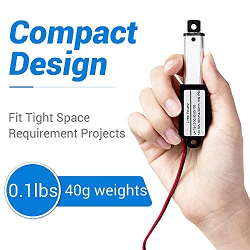 Electric Micro Linear Actuator 12V - 2" Stroke, 64N/14.4lb, Speed 0.6inch/s Mini Waterproof Motion Actuator Small 12 V DC, w/Mounting Brackets, for Sofa Massage Recliner TV Table Cabinet Window Lift - fast shipping 🇺🇸