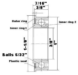 F1232 Flanged Full Complement Ball Bearing 3/8" x 1" x 7/16" - fast shipping 🇺🇸