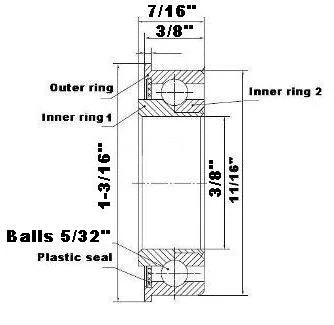 F1234 Flanged Bearing - Full Complement - 3/8x1 1/16x7/16 Inch - fast shipping 🇺🇸