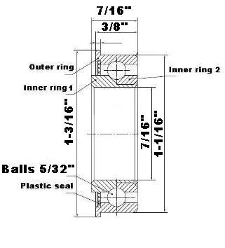 F1434 Flanged Bearing - Full Complement - 7/16" x 1-1/16" x 7/16" inch - fast shipping 🇺🇸