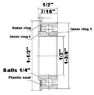 F1644 Flanged Bearing - Full Complement - 1/2" x 1-3/8 x 1/2" - fast shipping 🇺🇸