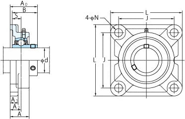 FYH Bearing UCF-209 45mm Square Flanged Mounted Bearing - fast shipping 🇺🇸