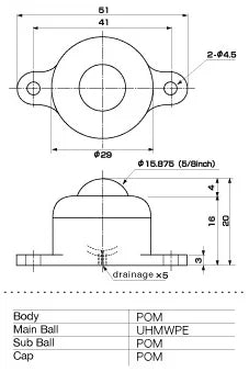 IP-16B 6.5 lbs Load Capacity UHMWPE Ball Transfer Unit Made in Japan - fast shipping 🇺🇸