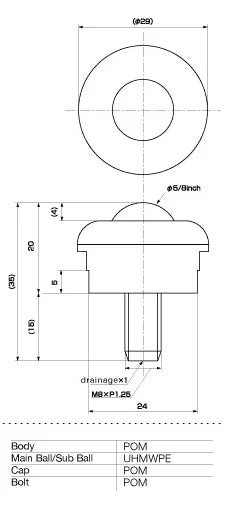 IP-16NB IGUCHI 6.5 lbs Load Capacity UHMWPE Screw Type Ball Transfer Unit Made in Japan - fast shipping 🇺🇸