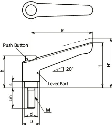 LEMS-3-6-BK-CBK 6mm Plastic Clamp Lever - Male Screw - Push Button - fast shipping 🇺🇸