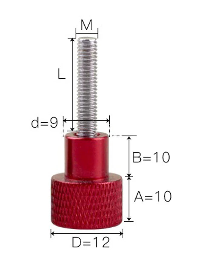 M8 x 25mm Red Aluminum Knurled Head Stainless Steel Thumb Screws - fast shipping 🇺🇸