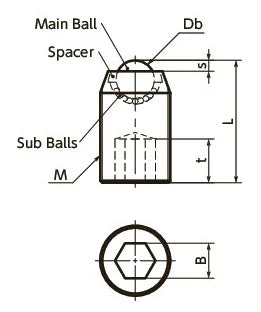 NBK Japan BRUSS-20-N Screw Type Ball Transfer Unit for Upward Facing Applications - fast shipping 🇺🇸
