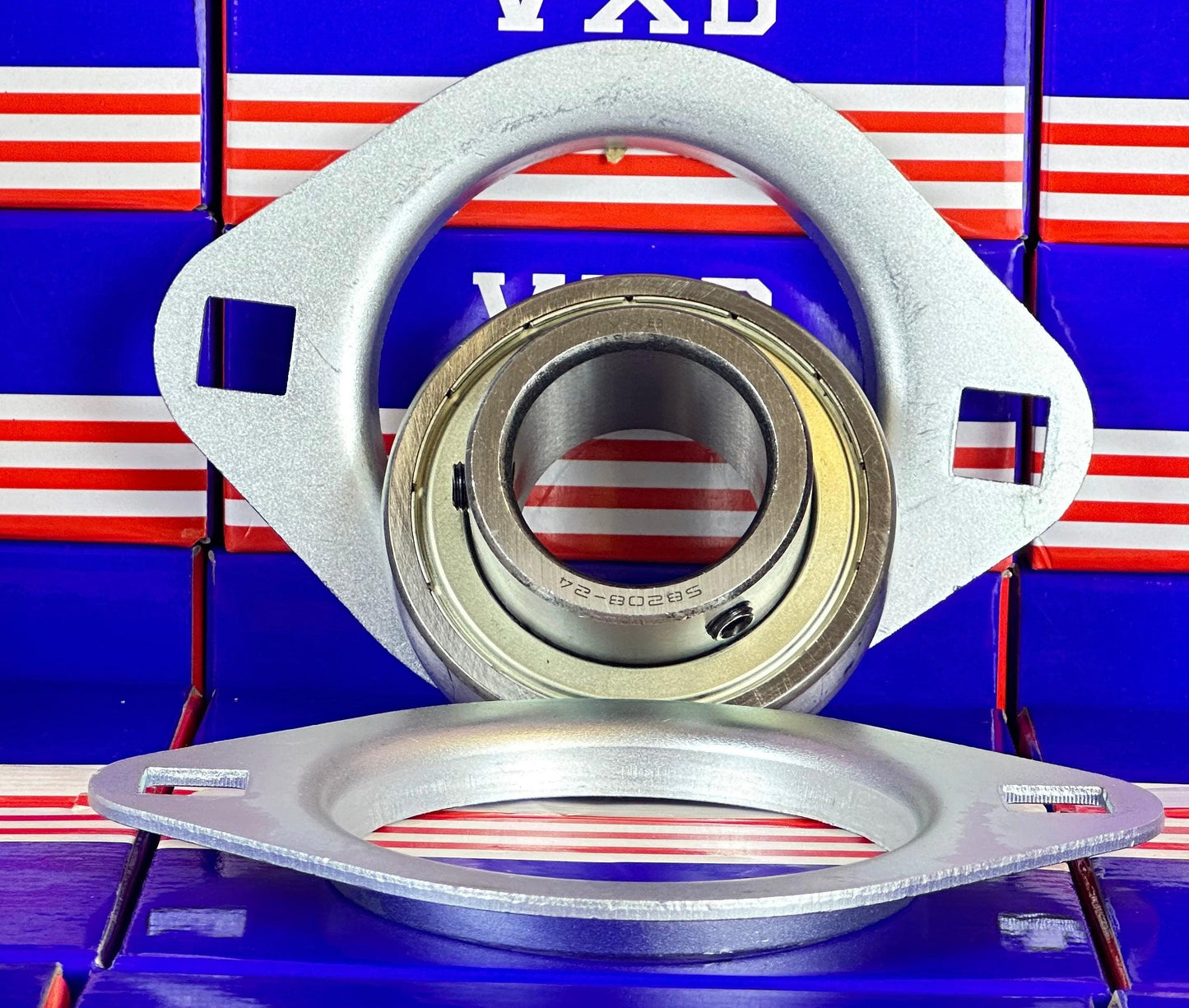 SBPFL208-24 Pressed Steel Bearing 2-Bolt 1-1/2" Flanged Mounted - fast shipping 🇺🇸