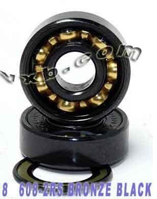 8-Pack Skateboard Black Bearings - Bronze Cage & Black Seals 8x22x7mm - fast shipping 🇺🇸
