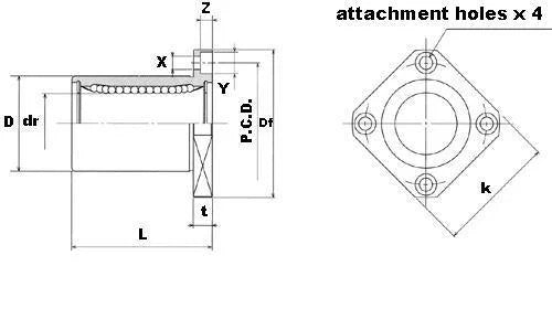 SWK4 NB 1/4 inch Ball Bushings Square Flange Linear Motion - VXB Ball Bearings