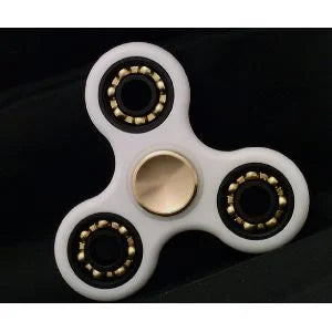 White Fidget Hand Spinner Toy : Center Full Ceramic ZrO2 Bearing : 3 outer Bronze Bearing : Brass caps 42Q - fast shipping 🇺🇸