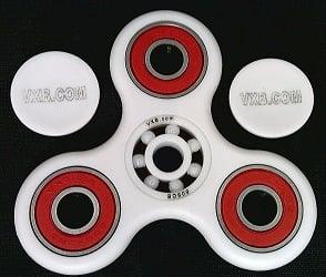 White Fidget Hand Spinner Toy - Center Full Ceramic ZrO2 Bearing, 3 outer red Bearing 42Q - fast shipping 🇺🇸